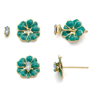 Enamel Flower Earring Set (Four Colors)